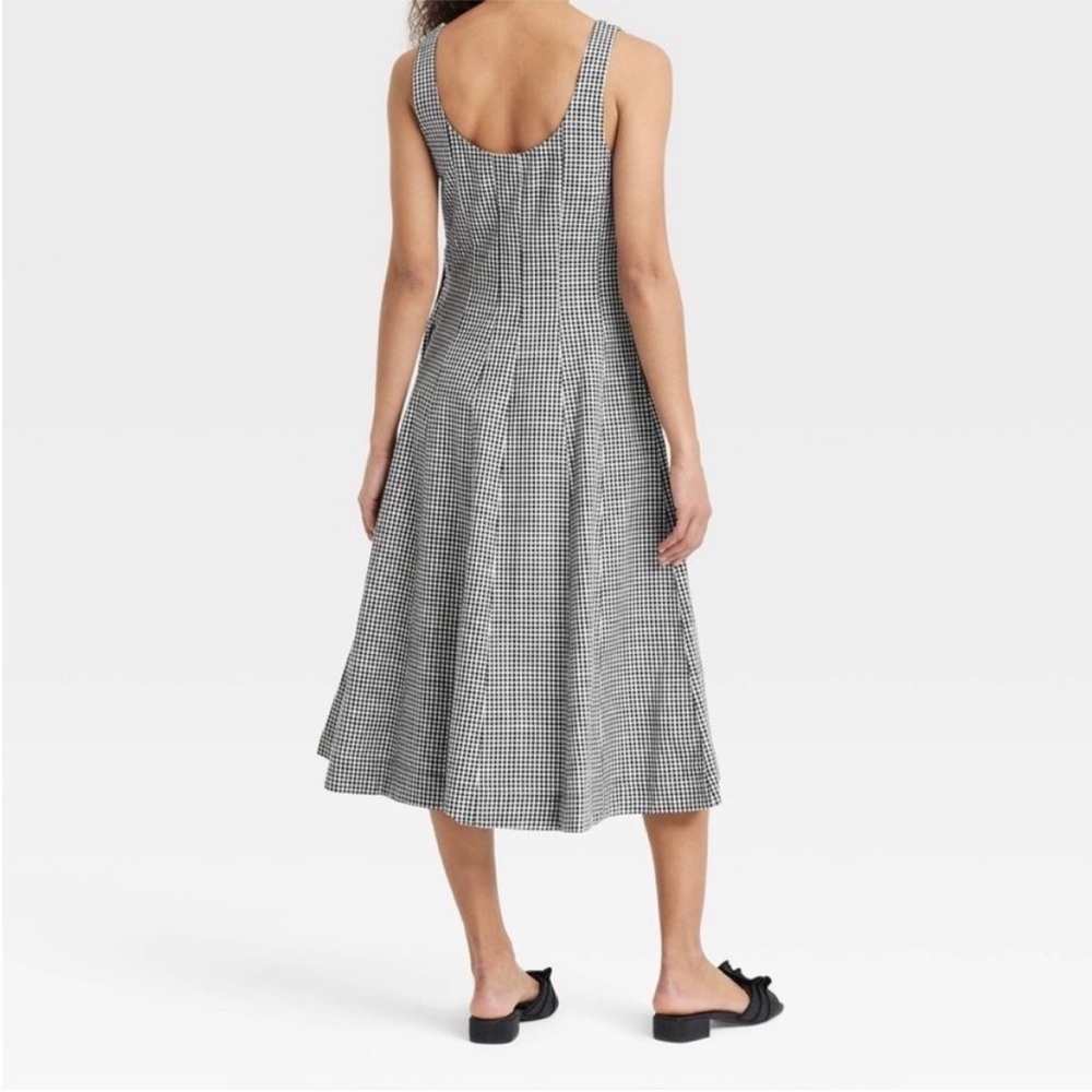 a.new day Black and White Gingham/Checkered Sleeveless Midi Dress - Size 6 - Picture 2 of 10
